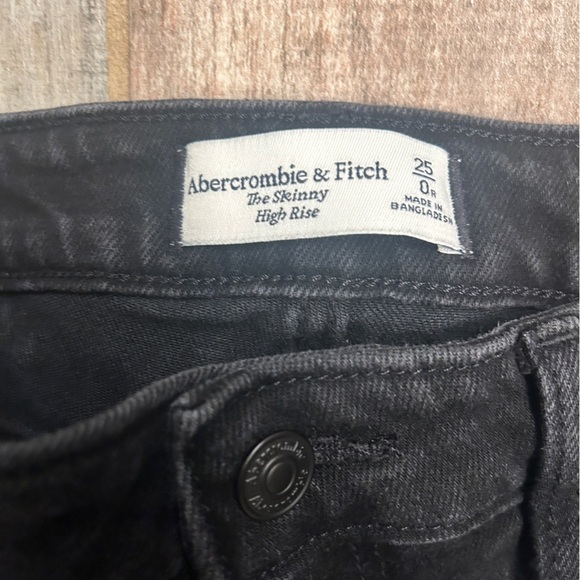 Abercrombie & Fitch Black The Skinny High Rise Denim Jeans Women’s Size 25/0 R - Picture 7 of 8